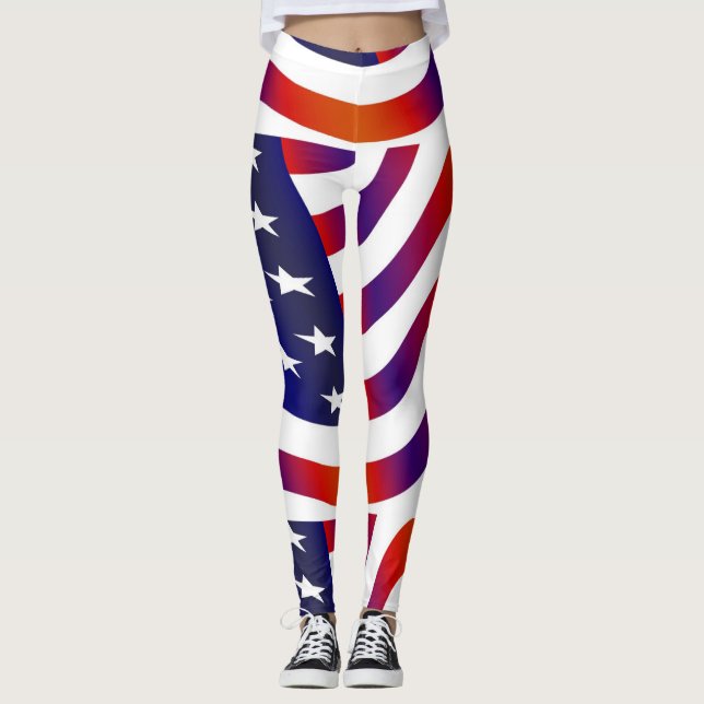 Leggings femininas na bandeira dos EUA (Frente)