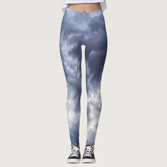 Leggings femininas | Nuvens de Malhação ecológica  (Frente)