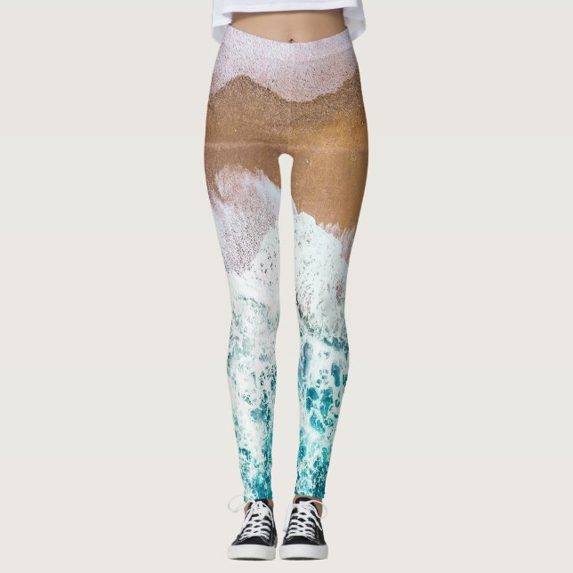 Leggings femininas | Oceano de Malhação Ecológica (Frente)
