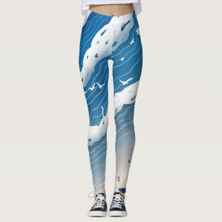 Leggings Femininas Ondas do Oceano