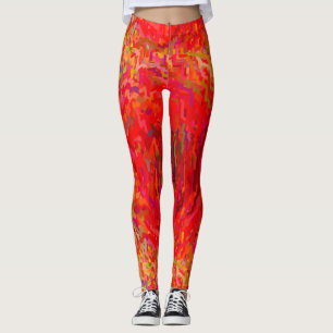 Leggings femininas vermelhas/amarelas
