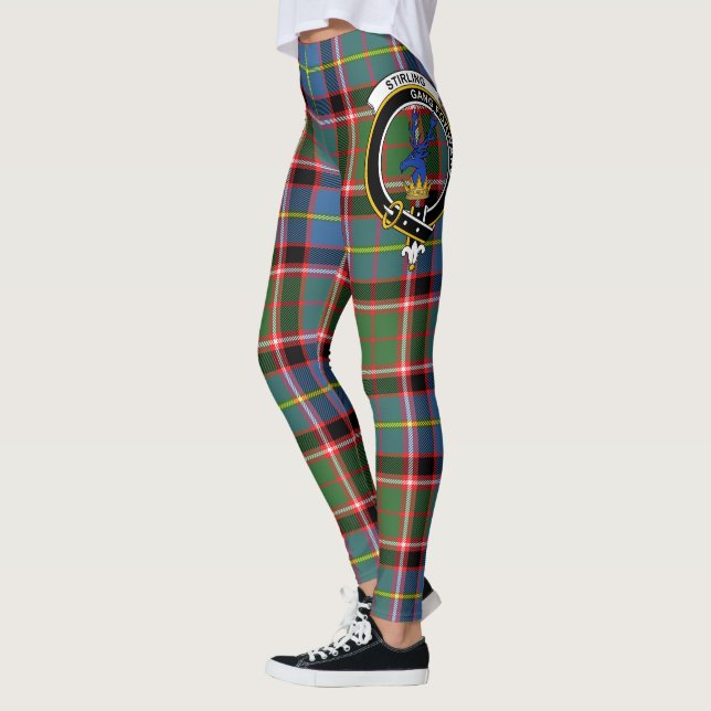 Leggings femininas xadrez Crest Clan Stirling Scot (Esquerda)