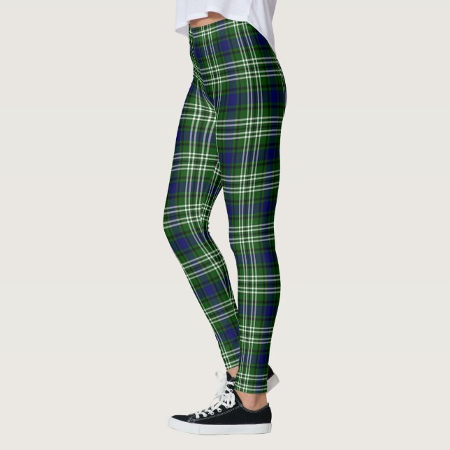 Leggings femininas xadrez preto do clã Scotstee (Esquerda)