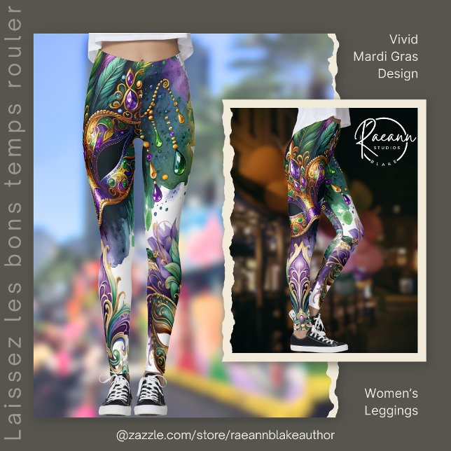 Leggings femininos com design vibrante de Mardi Gr (Criador carregado)
