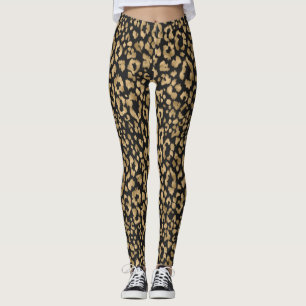 Leggings Femininos Estampa Animal Dourado/Preto
