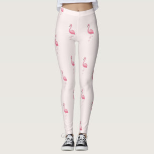 Leggings flamingas, de cor rosa-branca