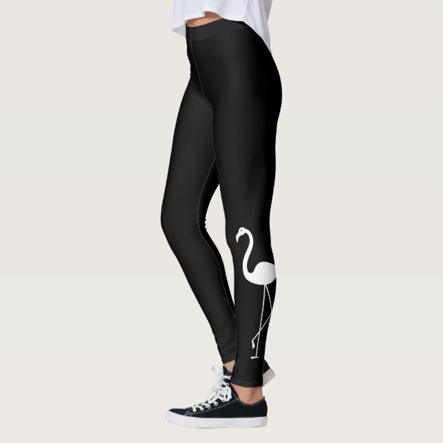 Leggings Flamingas Pretas e Brancas Super Bonitas (Esquerda)