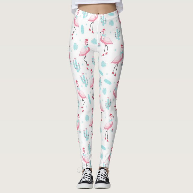 Leggings Flamingos do Cactus Christmas (Frente)