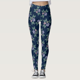 Leggings Florais Altas de Contraste