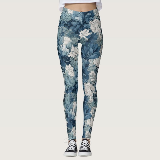 Leggings Florais Azul Vibrante (Frente)