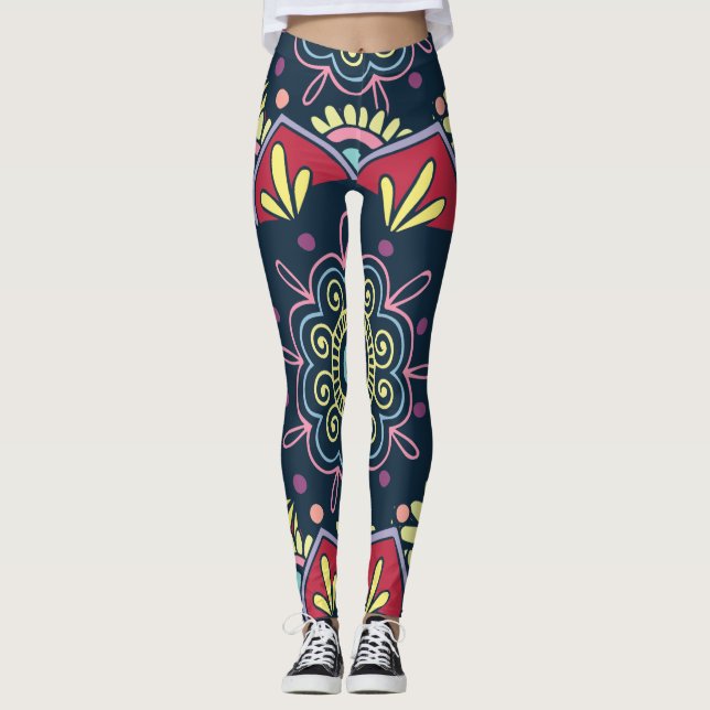 leggings florais boêmicas (Frente)