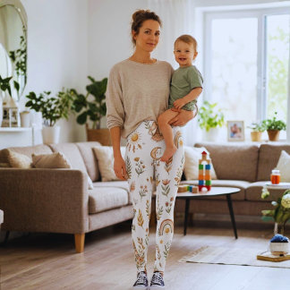 Leggings Florais Boho Aquarela Arco-íris Pastel