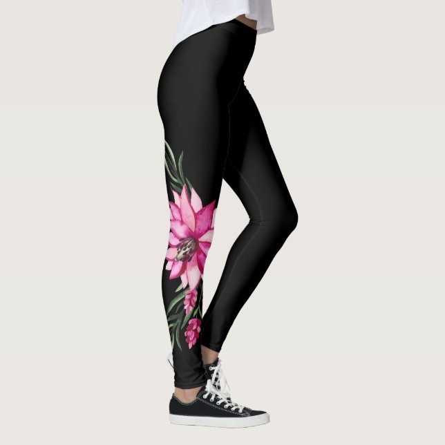 Leggings Florais Boho da Moda - Design de Corsage  (Direita)