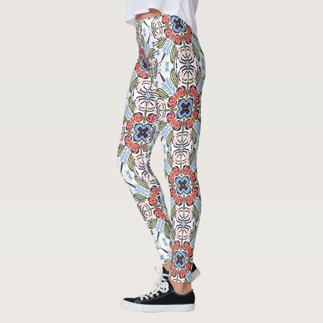 Leggings Florais Coloridas de Mandala de Henna (Esquerda)
