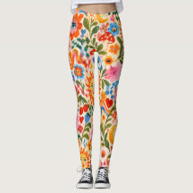 Leggings Florais Coloridas Maximalistas Retrô