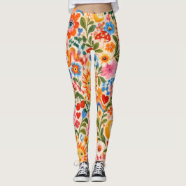 Leggings Florais Coloridas Maximalistas Retrô
