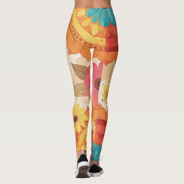 Leggings Florais Coloridos Inspirados no Sudoeste (Verso)