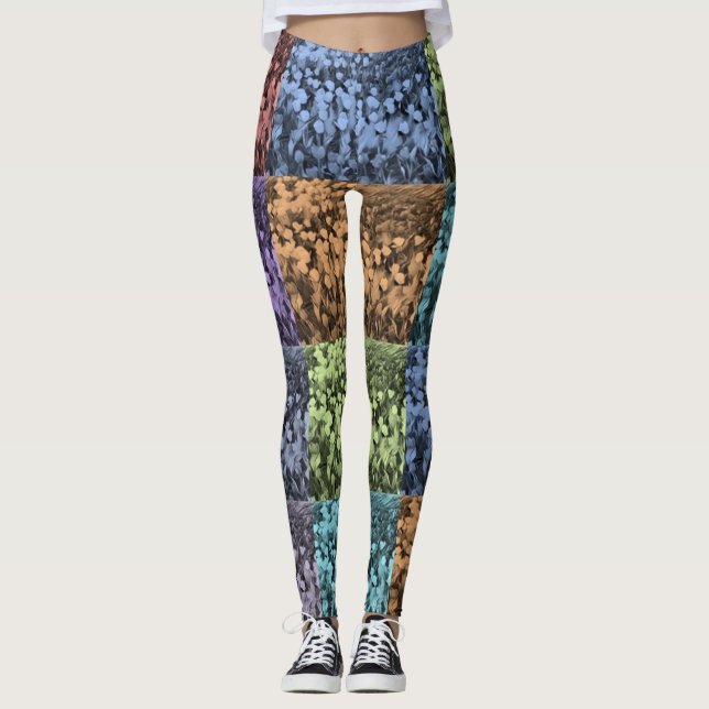 Leggings Florais De Abstrato Multicores (Frente)