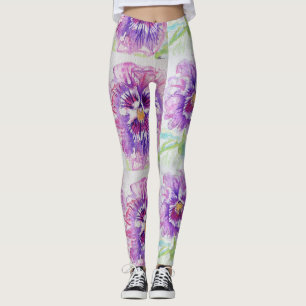 Leggings Florais De Aquarela Rosa Pansy