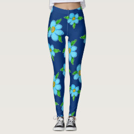 Leggings Florais de Bebê Azul