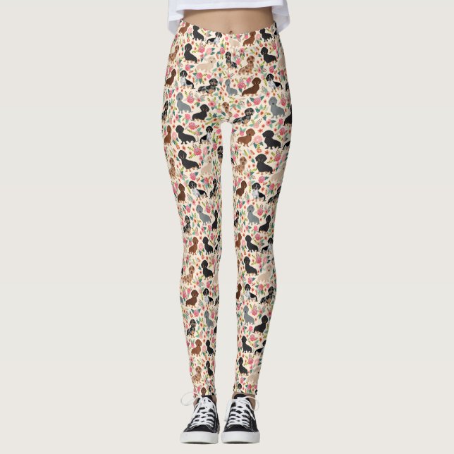 Leggings florais de cães (Frente)