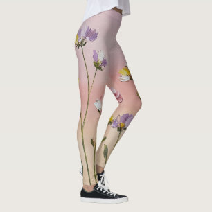 Leggings Florais de Flor Silvestre Pastel Estético