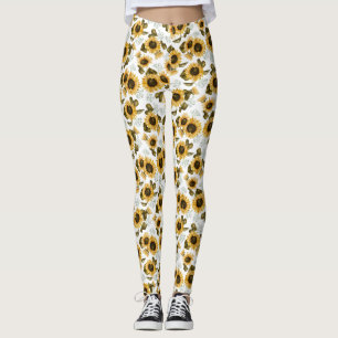 Leggings Florais De Padrões De Sunflower Summer