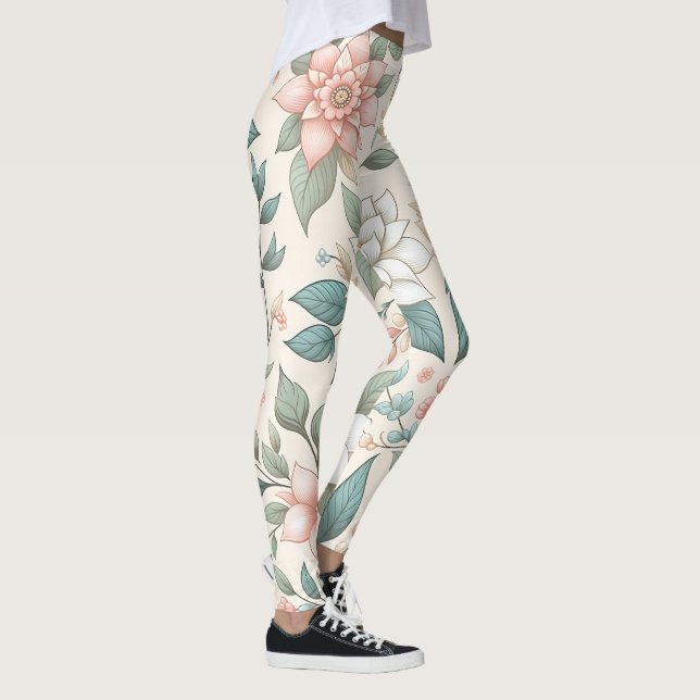 Leggings Florais De Pastel Elegante (Direita)