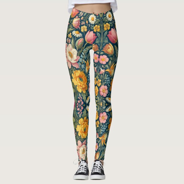 Leggings Florais de primavera Garden (Frente)