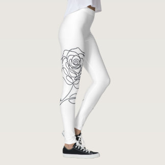 Leggings Florais de Rosa com Linha Minimalista