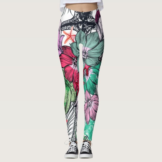 leggings florais divertidas no verão (Frente)