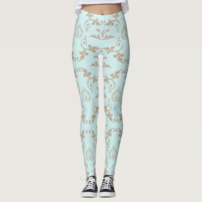 Leggings Florais Douradas Luxuriosas (Frente)