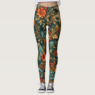 Leggings Florais Elegantes em Verde Azul