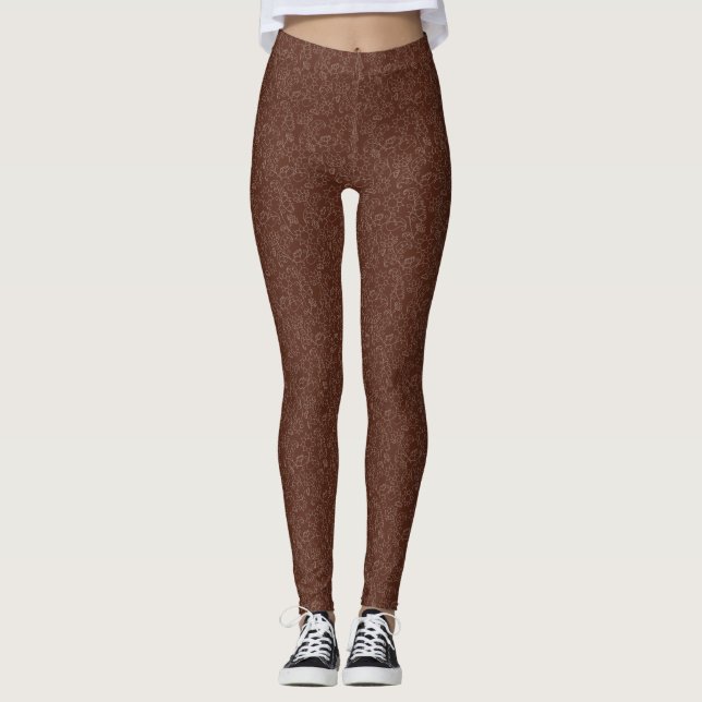 Leggings Florais Elegantes Marrons (Frente)