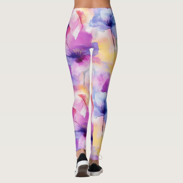 Leggings Florais em Pastel com Aquarela (Verso)