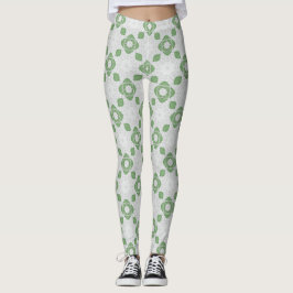 Leggings Florais Geométricas em Verde Sage Suave