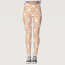Leggings Florais Geométricas Laranja Dourado Vibra