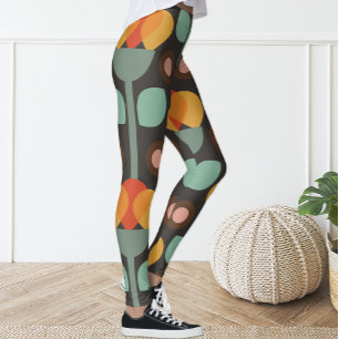 Leggings Florais Geométricas Laranja Retro