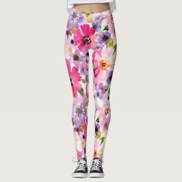 Leggings Florais Impressão Coloridas de Mulheres