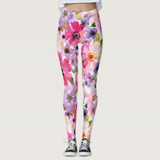 Leggings Florais Impressão Coloridas de Mulheres