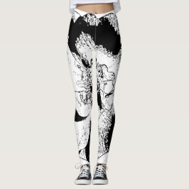 Leggings florais minimalistas de preto e branco