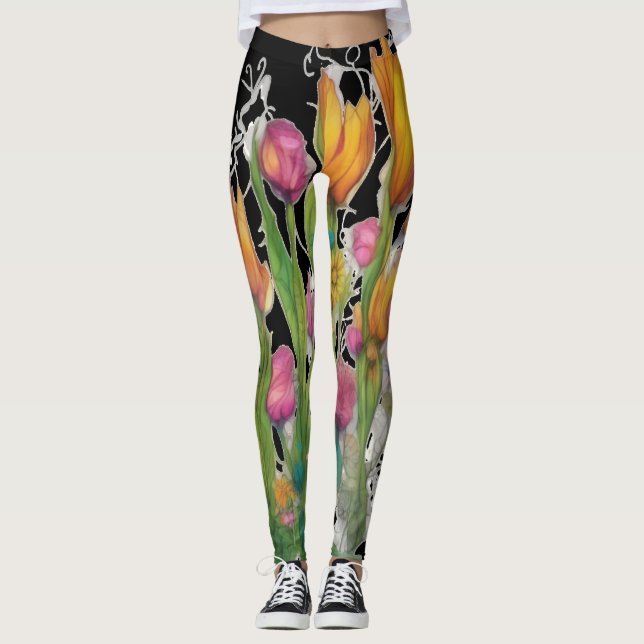 Leggings florais modernas selvagens (Frente)