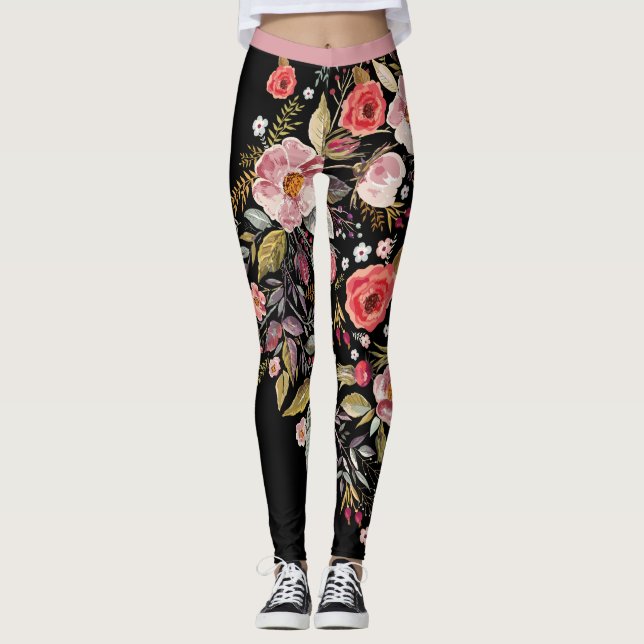 Leggings Florais Multicoloridas Grandes (Frente)