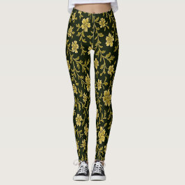 Leggings Florais Pretas e Douradas
