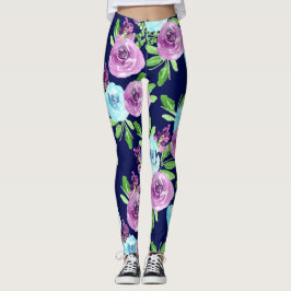 leggings florais púrpura