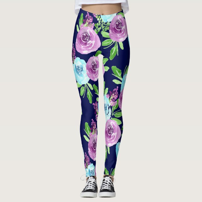 leggings florais púrpura (Frente)
