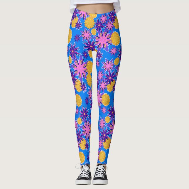 Leggings Florais Rosa e Amarelo (Frente)