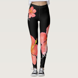 Leggings Florais Tropicais Brilhantes Aloha Hibisc