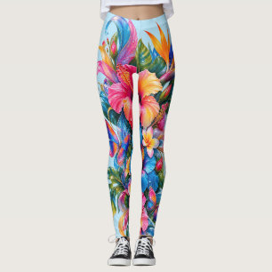 Leggings Florais Tropicais Flora de Hibisco Colo