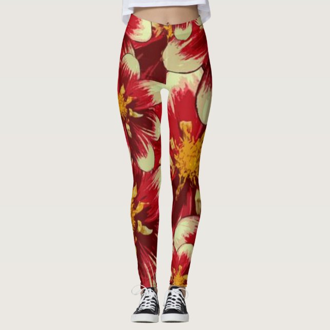 Leggings Florais Vermelhas (Frente)